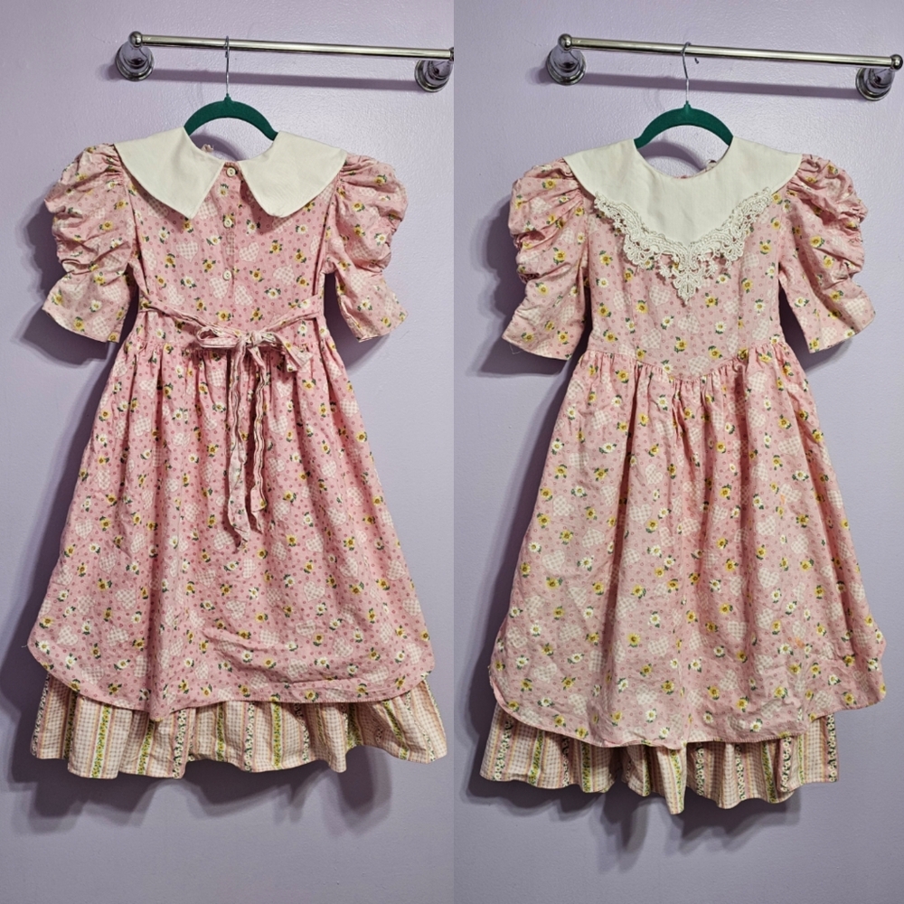 Dolls & Darlings 80's Vintage Pink Girls Kids Dress Tea Party Prairie